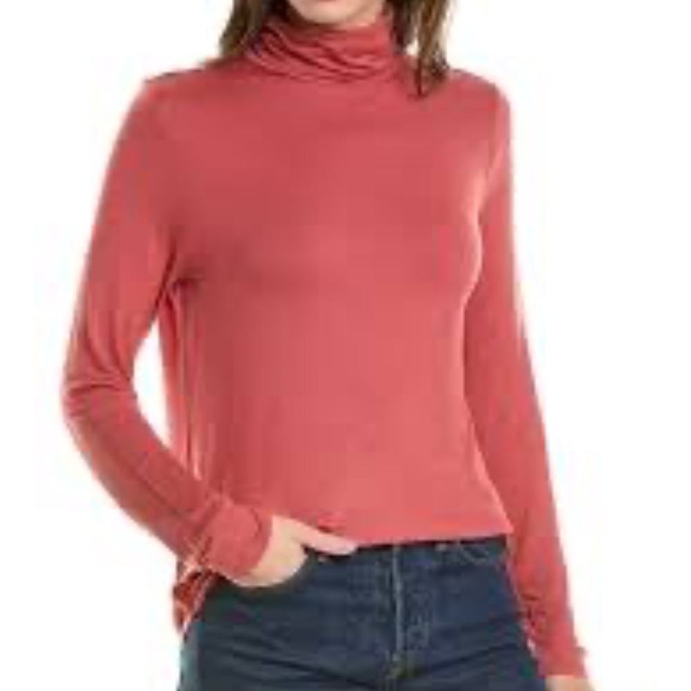 Joan Vass Turtleneck Tunic Top Terracotta XL